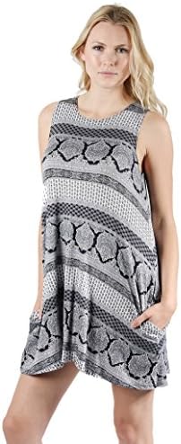 Dream Supply - Womens Sleeveless Dress / Tank top dress with side Pockets (Medium, Printed)