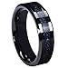 QUEENWISH 6mm Black Celtic Dragon Tungsten Carbide Ring Blue Carbon Fibre Weddig Band Size 9