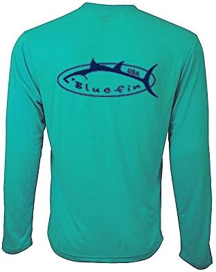 BlueFin USA Logo Tech Tee, Aqua, Large