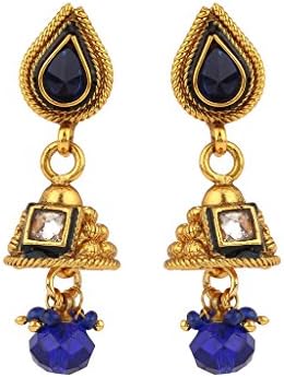 Rajwada Arts Women's Brass Dangle Earrings White,Blue