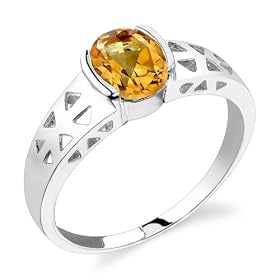 Buy Sterling Silver 1.00 cts Oval Shape Citrine Ring Size 9 by Peora
