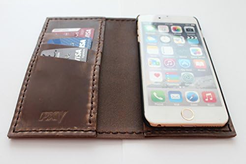 Genuine Handmade Cowhide Smooth Premium Leather Wallet Case for iPhone 6 Plus 5.5" inch Luxury, Handmade Stylist, Protect against Dirt, 3 Card Slots, 2 Big Compartments, Scratches Resistance, Hand Stitches, New, Free Shipping, PXV