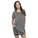 Women's Scoop Neck Short Sleeve Ponte Knit Casual T-Shirt Dress with Pockets