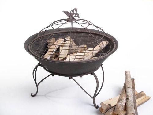 XXL FEUERSCHALE FEUERKORB GRILLSCHALE GRILLROST EISEN Ø 75 CM FUNKENSCHUTZ SCHWARZ