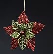 Christmas Brights Glitter Drenched Berry Leaf Holiday Ornament 4.25"