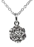 Diamond set in Fancy Buttercup Pendant Necklace, 18 Chain, 14k White Gold (T.w. 0.09)