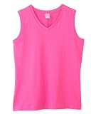 LAT Sportswear Womens Ringspun V-Neck Sleeveless T-Shirt. 3584