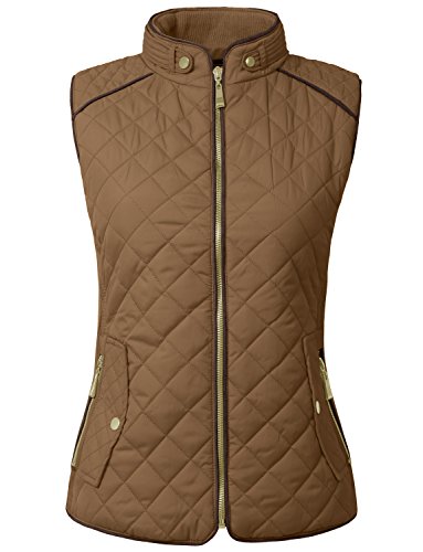 NE PEOPLE Womens Lightweight Quilted Zip Vest, Small, NEWJ40CAMEL