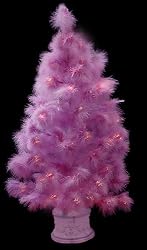 32" Purple Feather Fiber Optic Christmas Tree