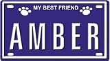 Pet Supplies : Amber Dog Name Plate for Pet Carriers or Cages