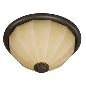 American Fluorescent FAF218RBSCT Facets Large Flush Mount, Oil Rubber Bronze by 