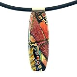 Dichroic Glass Elliptical Pendant in "Desert" by Modern Artisans