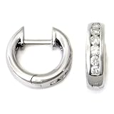 14K White Gold Diamond Hoop Earrings