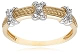10k Yellow Gold Diamond Triple Cross Rope Ring (.045 cttw, I-J Color, I2-I3 Clarity)