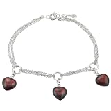 Sterling Silver Red Heart Multi-strand Link Bracelet