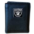 Oakland Raiders Executive Leather Trifold Wallet in a Box - NFL Football Fan Shop Sports Team Merchandise