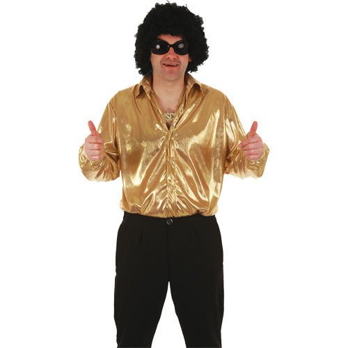 70's Metallic Gold Disco Shirt Men