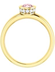 10K Yellow Gold 7.00x5.00mm Oval Cut Morganite and Diamond Ring -- LIFETIME WARRANTY