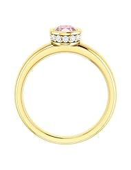 18K Yellow Gold 7.00x5.00mm Oval Cut Morganite and Diamond Ring -- LIFETIME WARRANTY