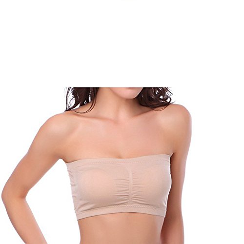 HOVEOX Women's Plus Size Strapless Stretch Seamless Padded Bandeau Tube Top Bra