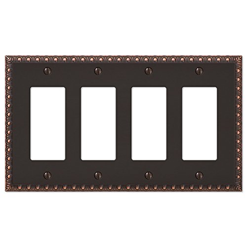 4-Gang Quad Rocker Switch Plate Outlet Wall Plate Cover, Oil Rubbed Bronze