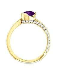 14K Yellow Gold 7.00x5.00mm Oval Cut Amethyst and Diamond Ring -- LIFETIME WARRANTY
