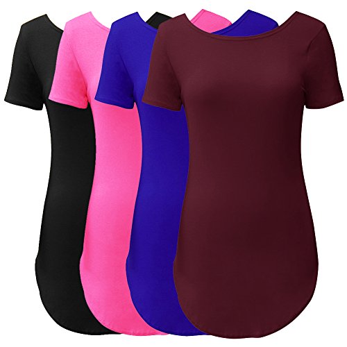 RiverPanda Women's Casual Beach Short Sleeve Side Slit Tunic Mini T Shirt Dress