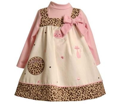Bonnie Baby Newborn/Infant Girls 2pc Kitty Cat Corduroy Jumper Dress Set