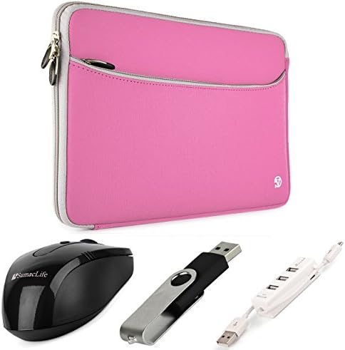 VanGoddy Neoprene Sleeve Cover for Asus ROG 17.3-inch Gaming Laptops + Black Wireless USB Mouse + Black 4GB Thumbdrive + 3 Port USB Hub (Pink)
