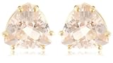 14k Yellow Gold 8mm Morganite Trillion Cut Stud Earrings