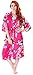Simplicity Women's Classic Satin Peacock Floral Print Kimono Style Robe w/ Pockets