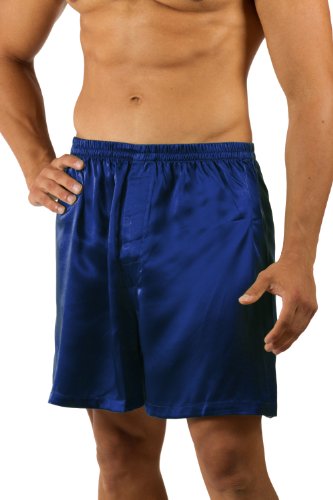 Get Gifts – Men's Silk Boxers with Button Fly – The Country Club (Navy, X-Large) — Valentines day boxers boxer briefs underwear men Valentines day t shirts men Special gift for men husband him dad XL – Navy, X-Large