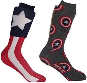 Marvel Captain America Mens Casual Crew Sock Set Pack of 2 (Avengers)