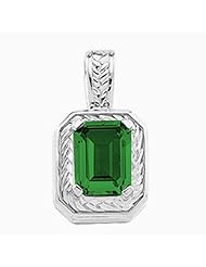 18K Yellow Gold Emerald Cut Chatham Created Emerald Pendant -- LIFETIME WARRANTY