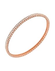 4.08 ct. tw Round Diamond Bangle Bracelet in Antique Style Setting - E-F VS1 - 14 Kt. Rose Gold