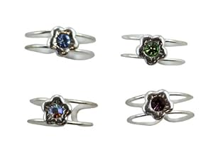 Diamond Studded Fashion Toe Ring - Flower Toe Ring (Assorted Colors) [Jewelry]