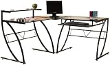 Belaire Glass L Computer Desk (Black glossy) (37H x 60W x 24D)