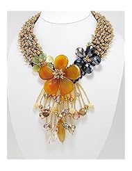 Orange Flower Agate Necklace In Zinc