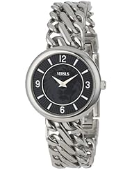 Versus by Versace Womens SGF010013 Acapulco Round Stainless Steel Chain Bracelet Black Dial Watch