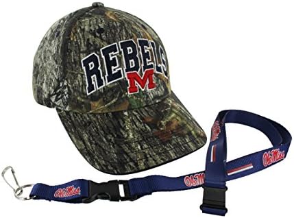 Who's In Mossy Oak NCAA College Camo Hat and Team Color Lanyard (Mississippi Rebels)