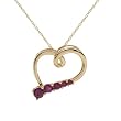 Heart Necklace With 0.55ctw Genuine Rubies Beautifully Designed in 14K Yellow Gold Length 18in