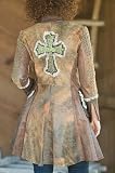 Women's 3/4 Fleur De Lis Leather Jacket, DIST BRN/CHOC PYTHON, Size 6