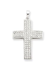 14k White Gold Diamond Latin Cross Pendant
