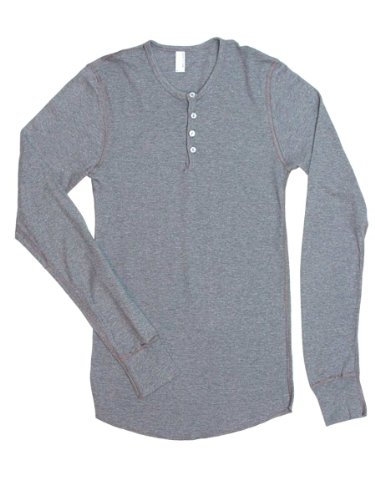 YogaColors Unisex Baby Thermal Long Sleeve Henley T457, Small, Melange Navy