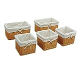Kid's Set of 5 Storage Baskets with Hand-Woven Wicker