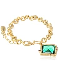 T Tahari "Project 9" Gold Link with Emerald Charm Bracelet, 7.5"