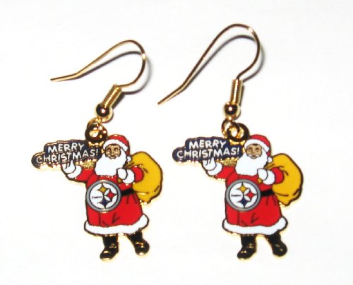 NFL Pittsburgh Steelers Merry Christmas Santa Earrings