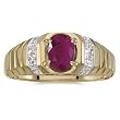 10K Yellow/White Gold 0.01 ct. Diamond and 7 x 5 MM Oval Shaped Ruby Ring