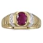 10K Yellow Gold 0.01 ct. Diamond and 7 x 5 MM Oval Shaped Ruby Ring