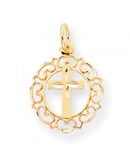 Solid 10k Yellow Gold Cross IN FRAME CHARM 1.05 gr.